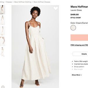 Mara Hoffman Lauren Dress Cream/Camel, 10